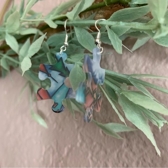 Handmade puzzle earrings - Picture 6 of 9